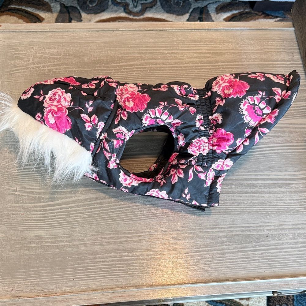 Floral Pink and Black Dog Coat